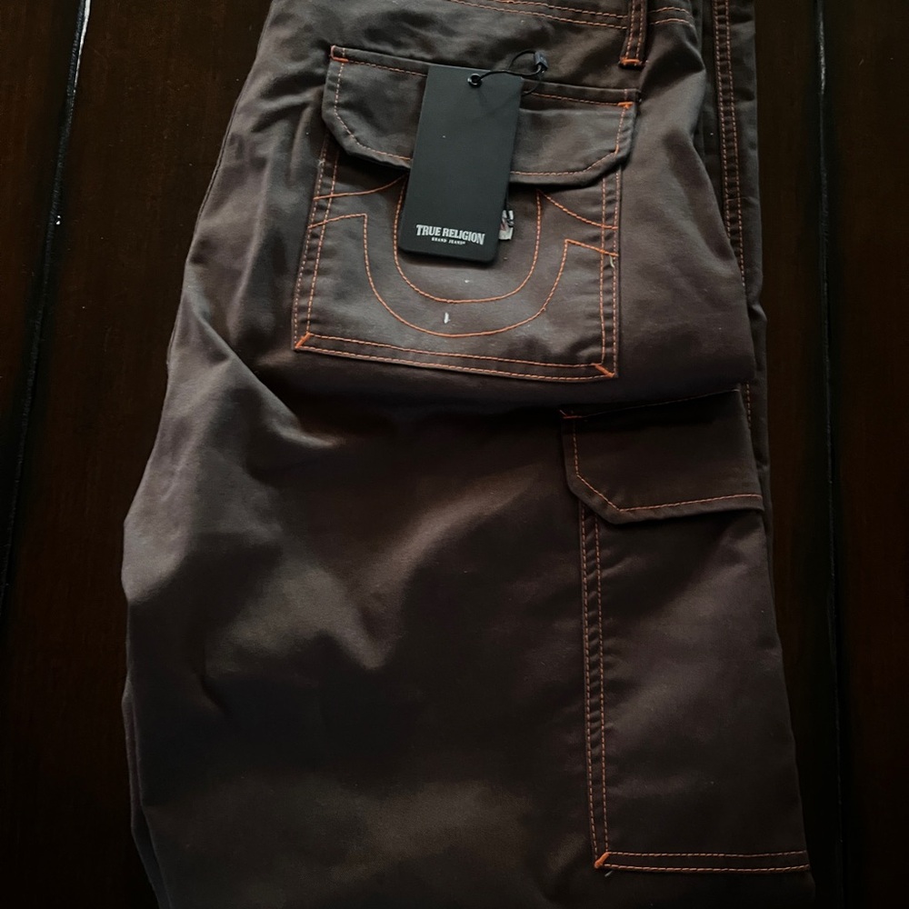 True Religion Men's Dark Brown Cargo Pants